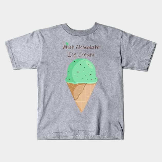 Mint Chocolate Chip Ice Cream Illustration Kids T-Shirt by PandLCreations